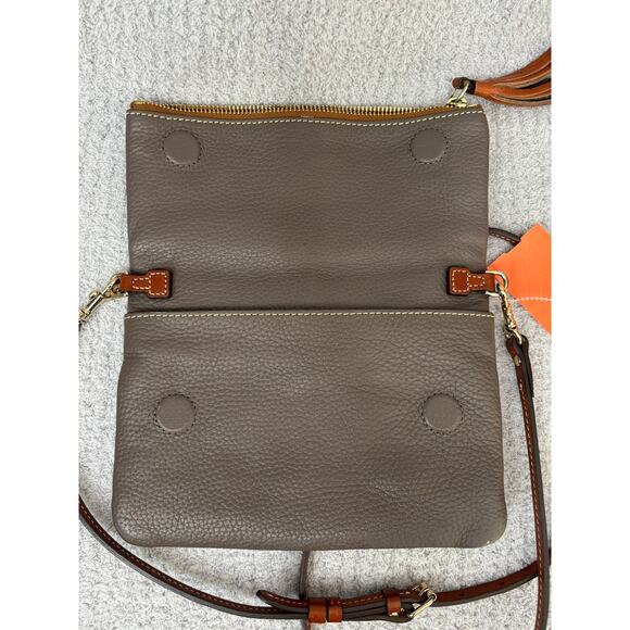 Dooney & Bourke Grey Pebbled Leather Foldover Crossbody #64097 - Picture 7 of 11